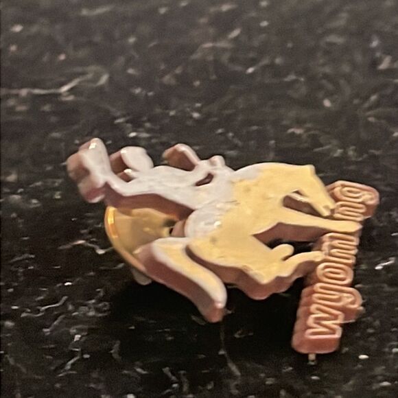 1” Fanmats NCAA Wyoming Cowboys Team logo saddle bronc rider lapel/hat pin - Picture 7 of 11